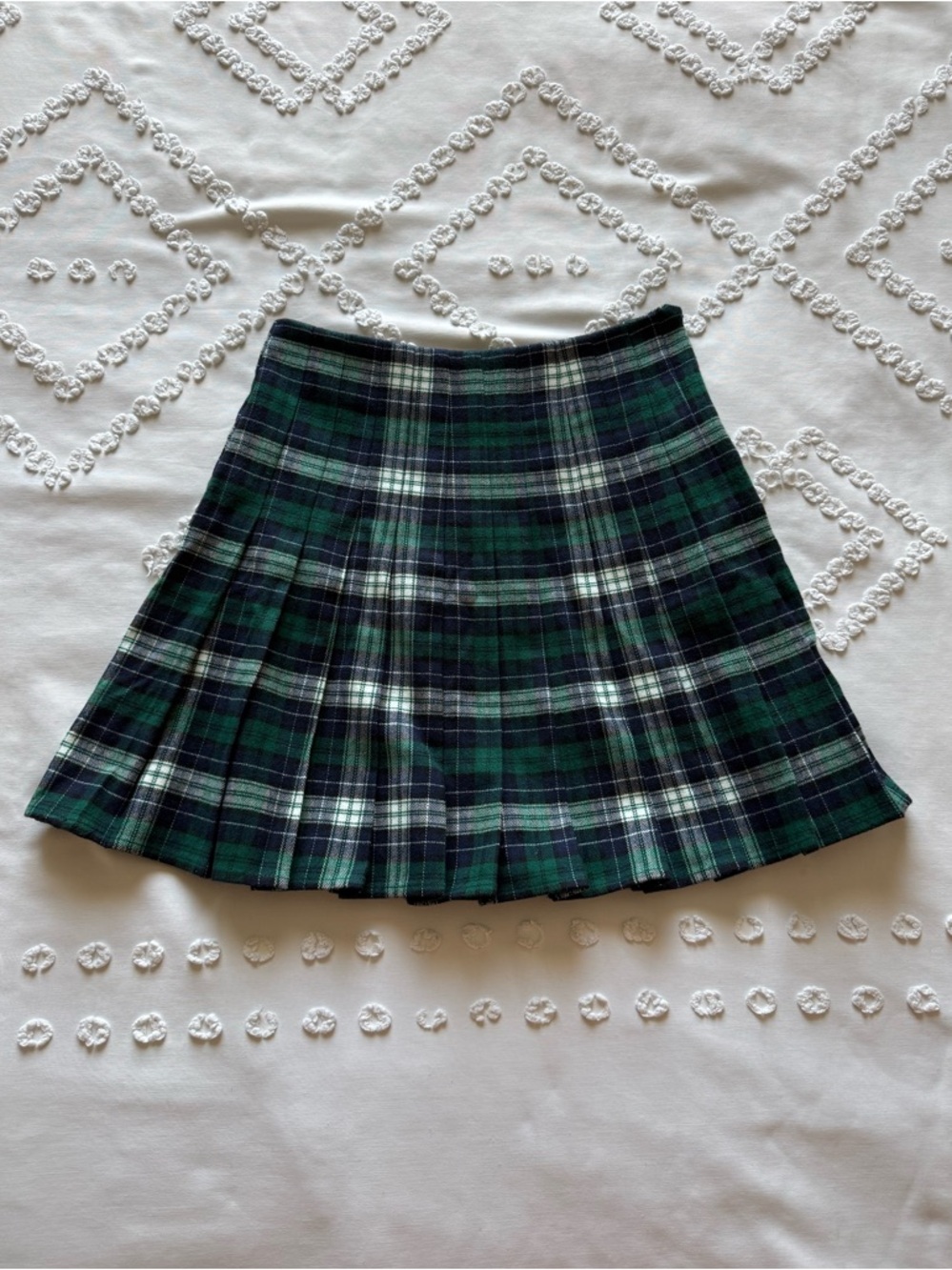 Brandy Melville Green & Navy Plaid Pleated Skirt